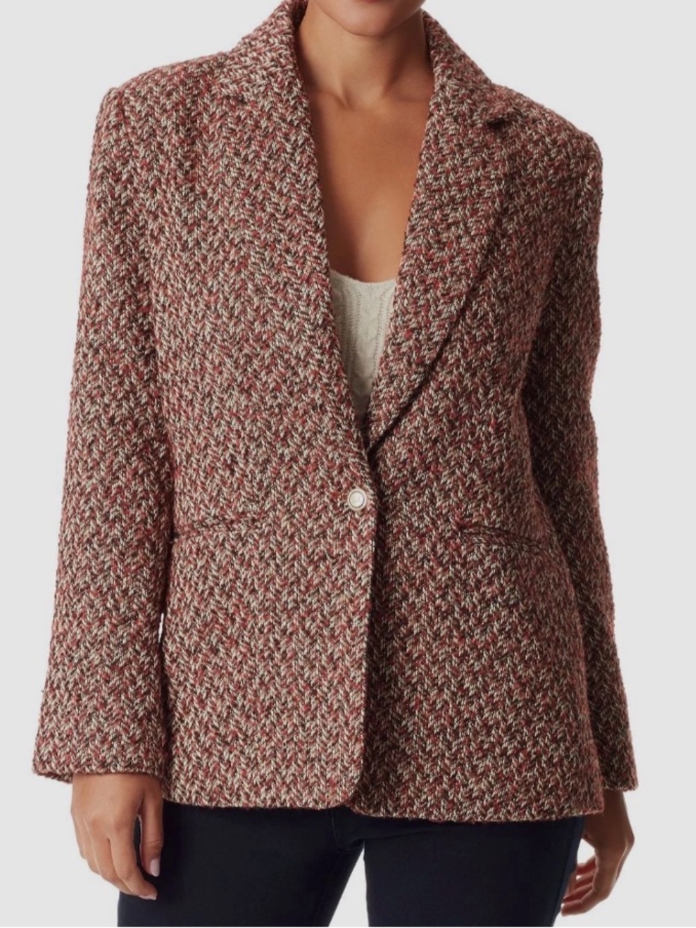 NWT Sam Edelman Willow Tweed Blazer Autumn Chevron Academia Women’s Size Medium‎